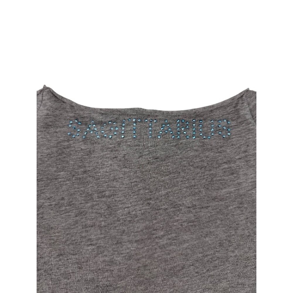 Vtg 90s NWT Gray Studded Sagittarius Zodiac Tee | McBling Noughties Grunge Y2K M - Picture 13 of 15